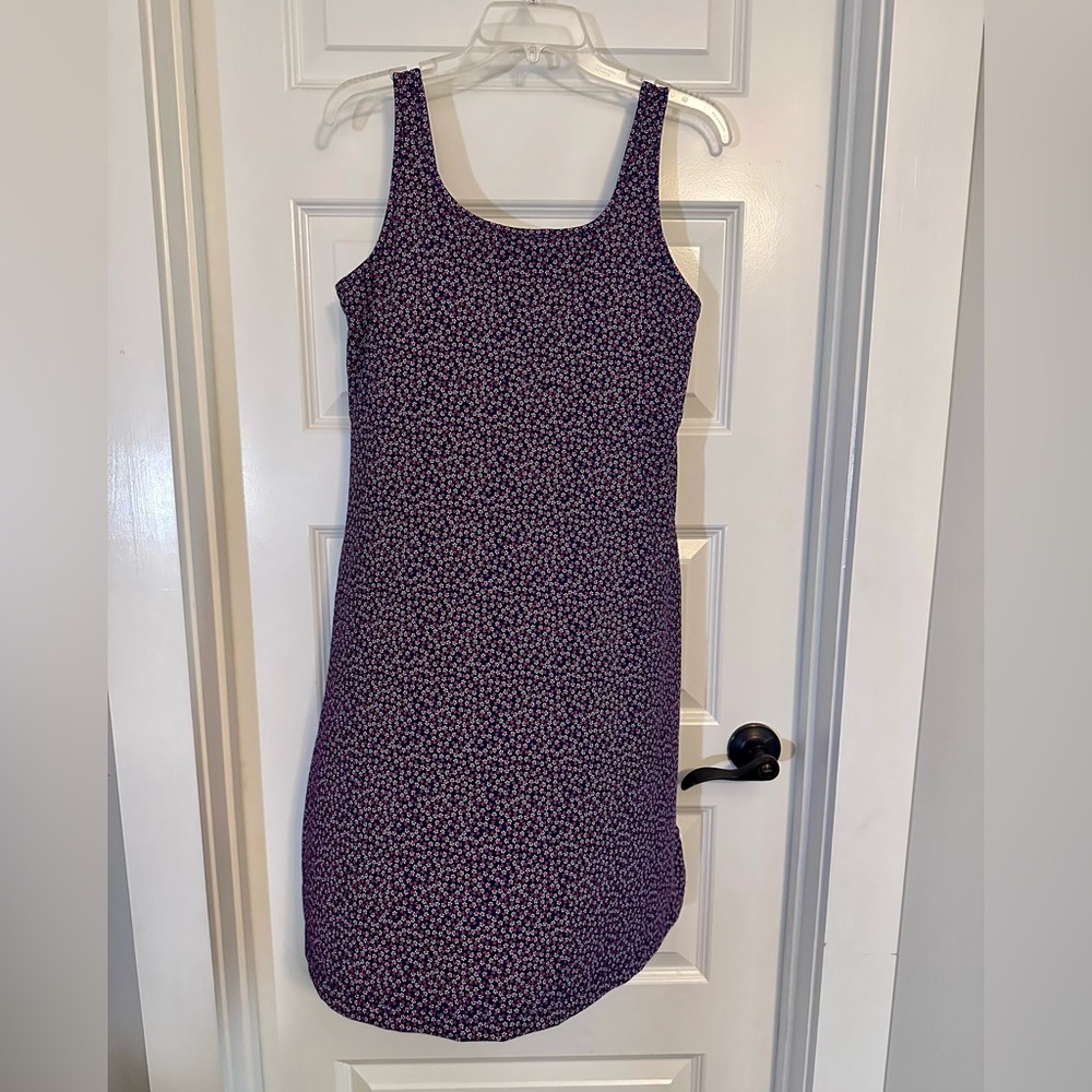 Columbia Navy Lighthouse Pattern Scoop Neck Midi Dress